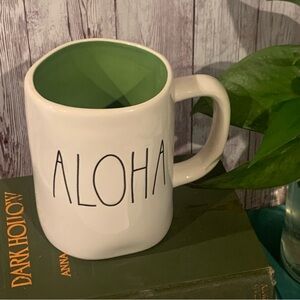Rae Dunn 2017 Aloha Mug Green Inside  Classic Style Coffee Tea Hawaii